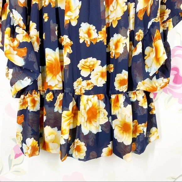 Betsey Johnson Bambi Floral Ruffle Bell Sleeves Dress 4 - Picture 3 of 13